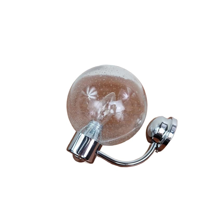 Kinkiet, szkło transparentne, chrom, Lenz, Niemcy, lata 80.