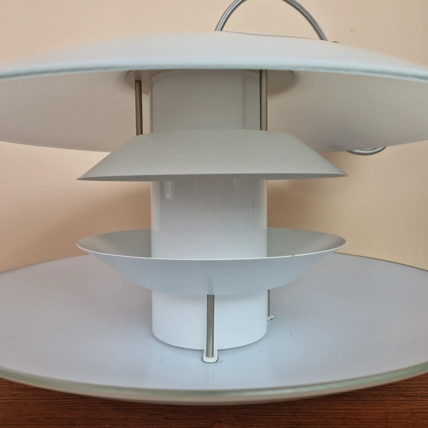Tiered pendant lamp, white glass, Halo Tech Design, Denmark, 1990s. - 75489
