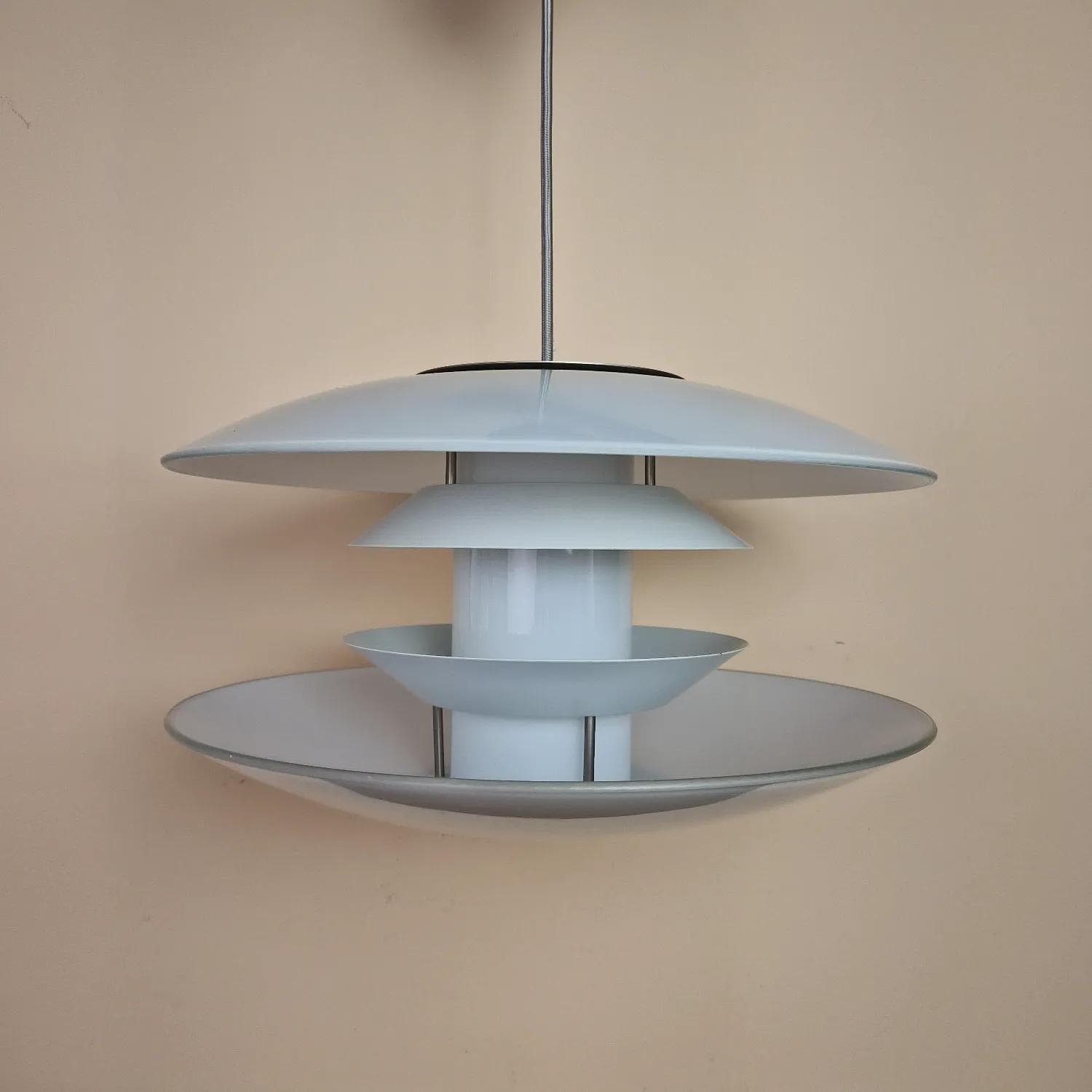 Tiered pendant lamp, white glass, Halo Tech Design, Denmark, 1990s. - 75485
