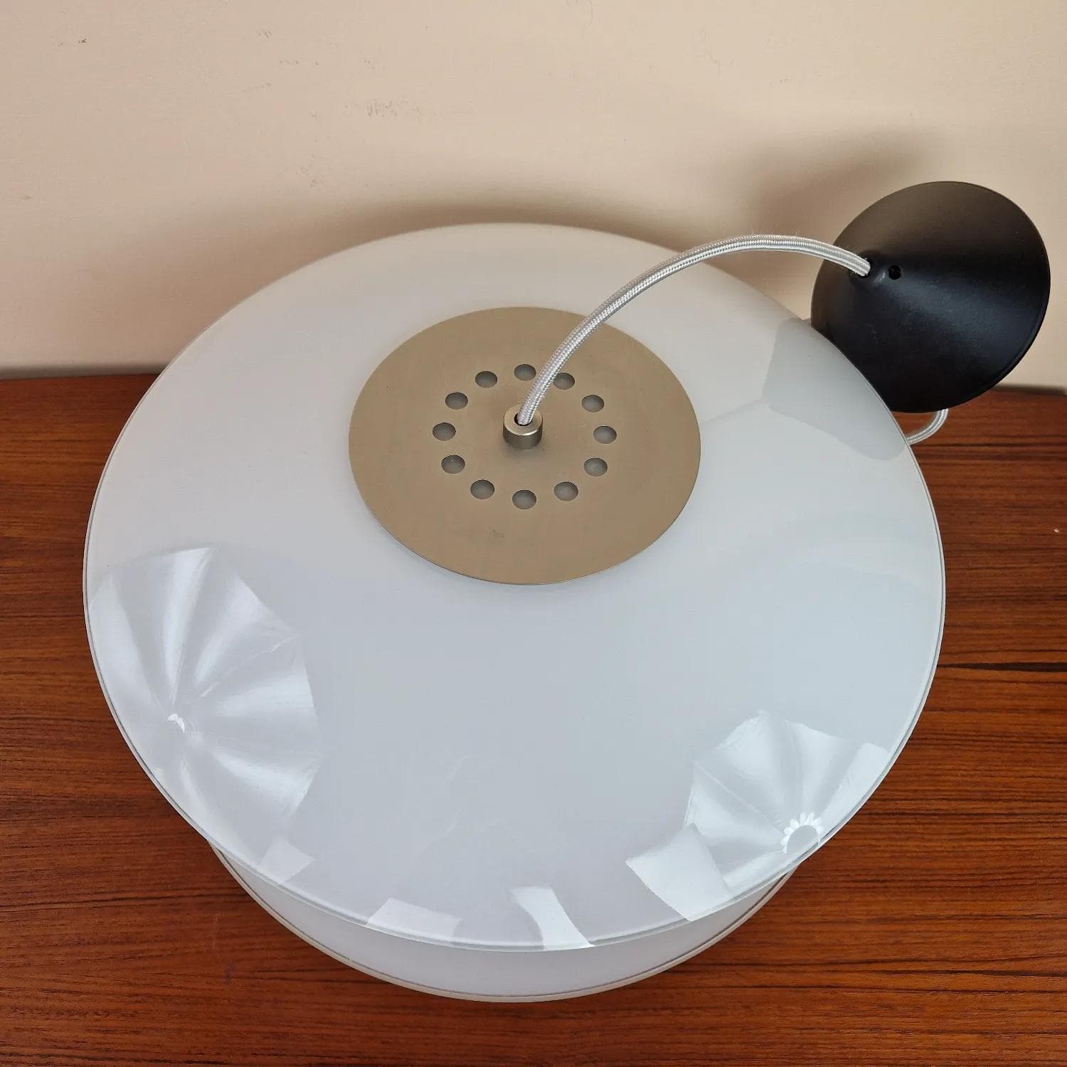 Tiered pendant lamp, white glass, Halo Tech Design, Denmark, 1990s. - 75487