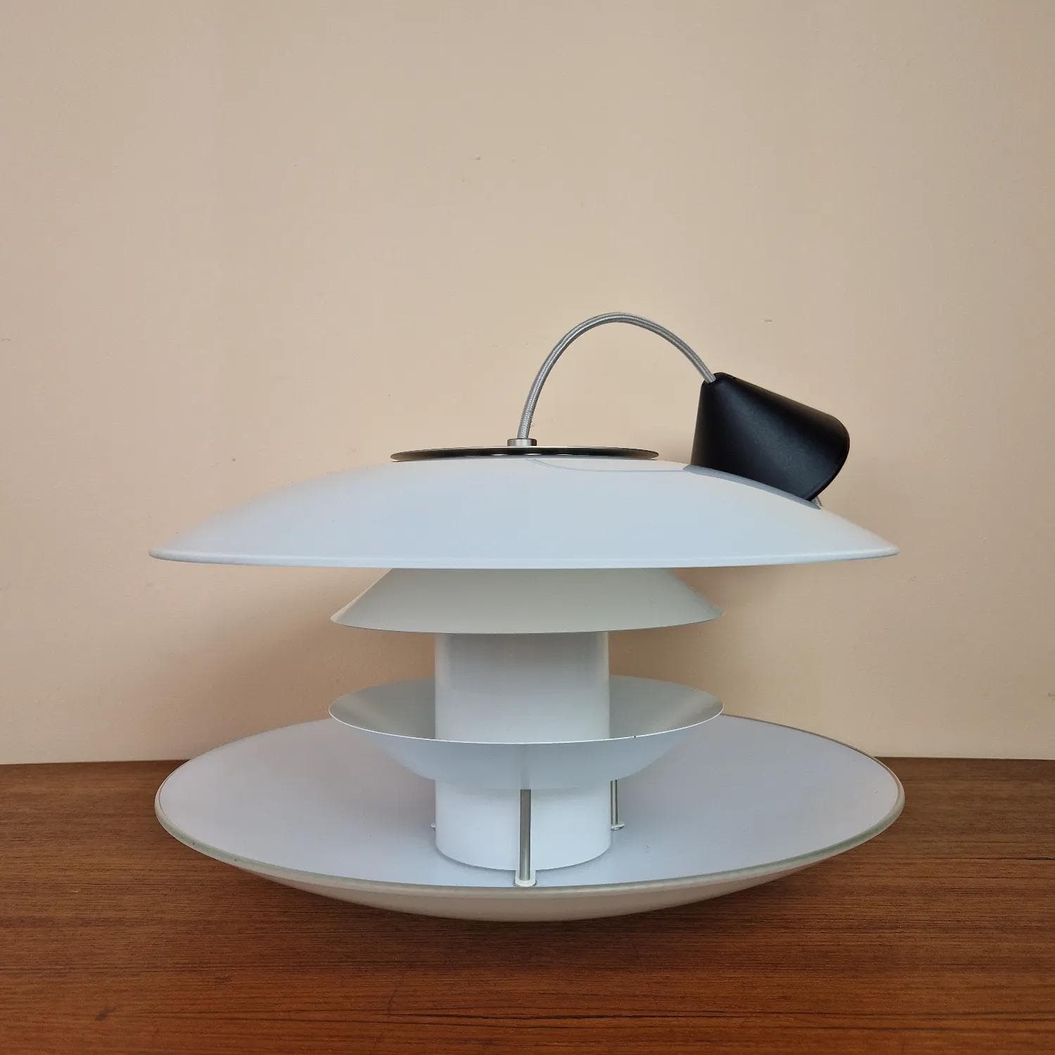 Tiered pendant lamp, white glass, Halo Tech Design, Denmark, 1990s. - 75486