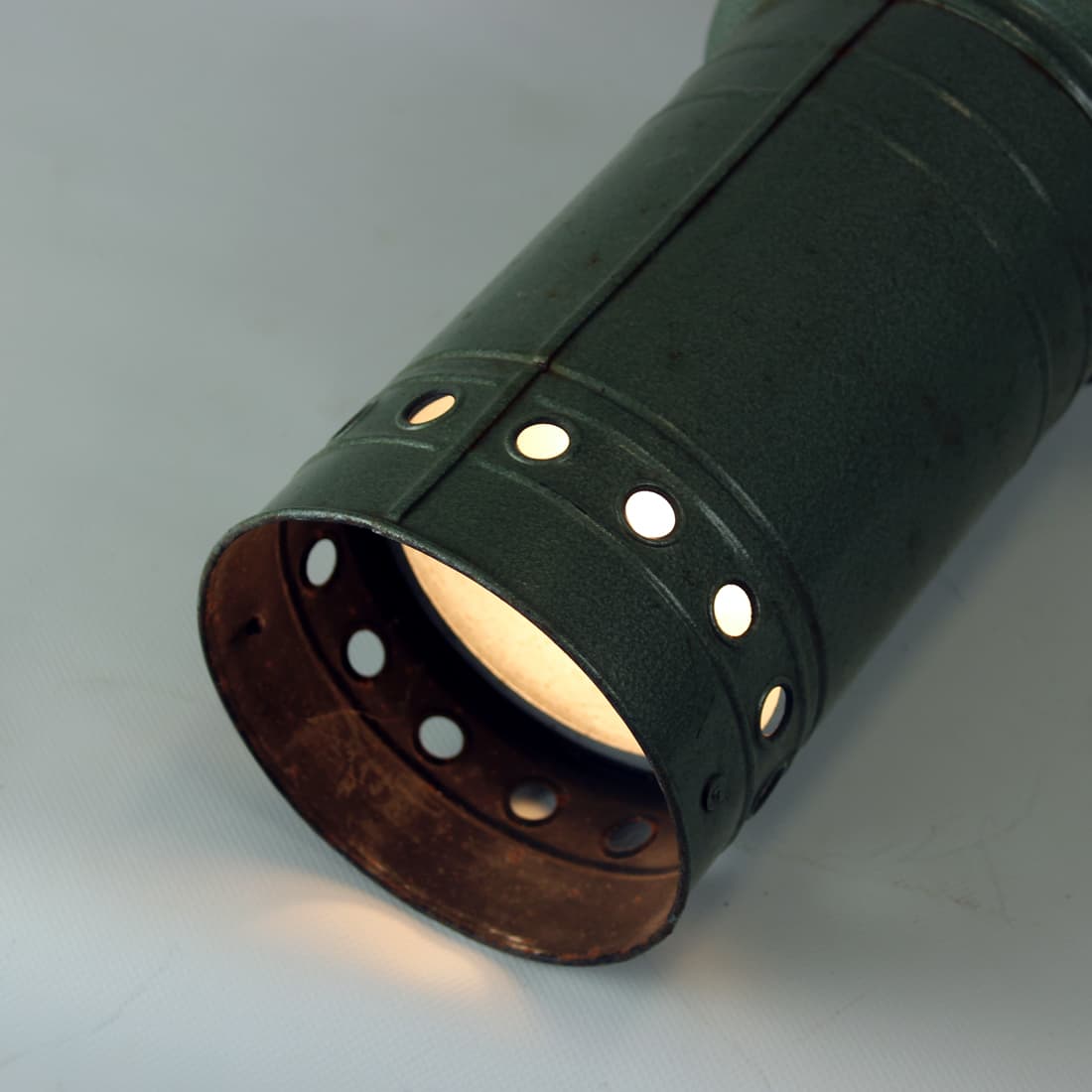 Ceiling lamp, industrial, green metal, Czechoslovakia, 1950s. - 75803