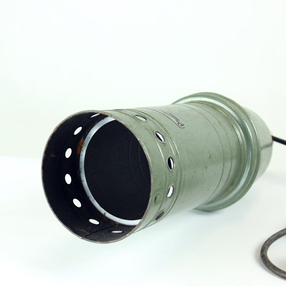 Ceiling lamp, industrial, green metal, Czechoslovakia, 1950s. - 75810