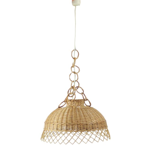 Ceiling lamp, light brown rattan, Czechoslovakia, 1960s. - DIMENSION