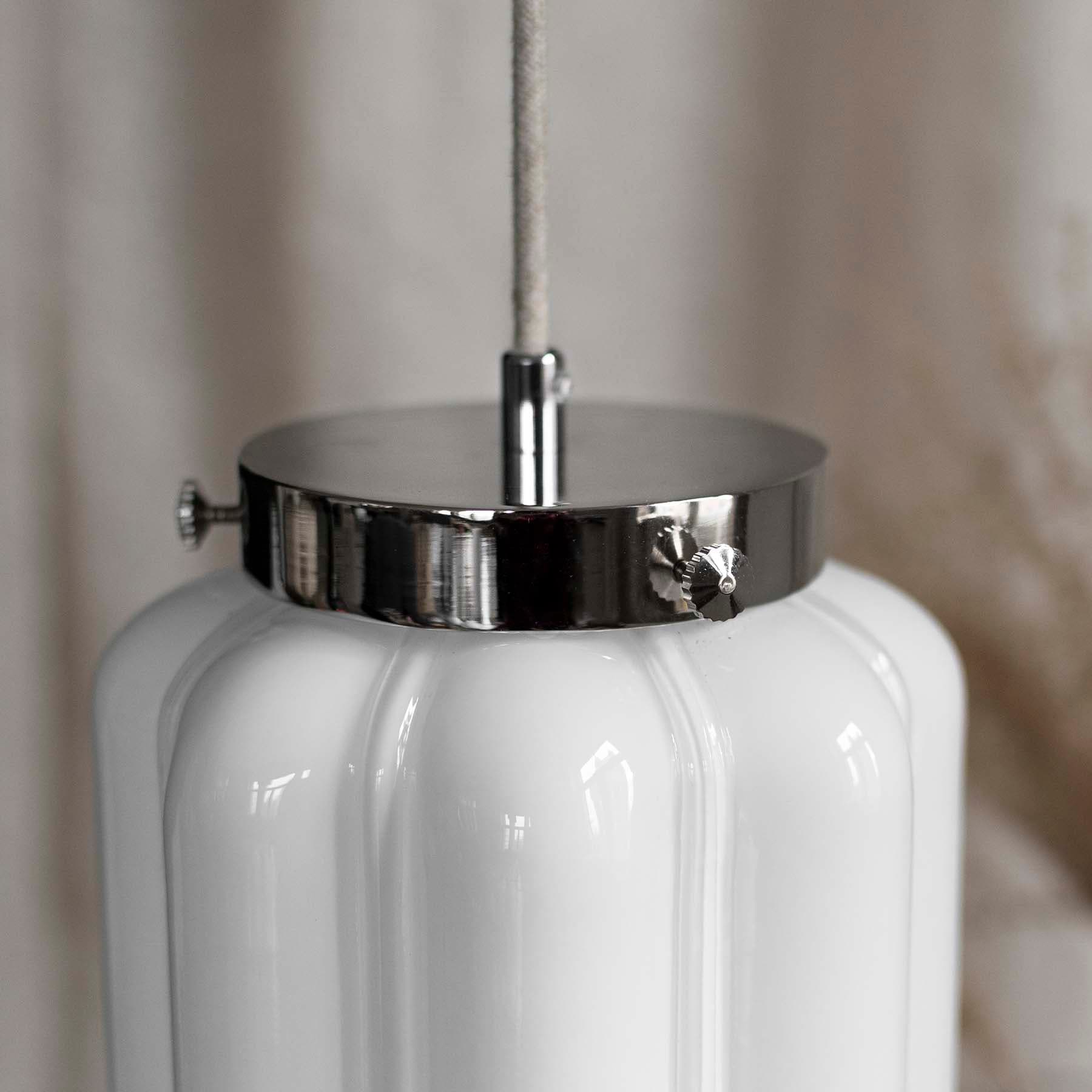 Lampa wisząca Deco szkło opalowe, nikiel, Embassy Interiors - 75971