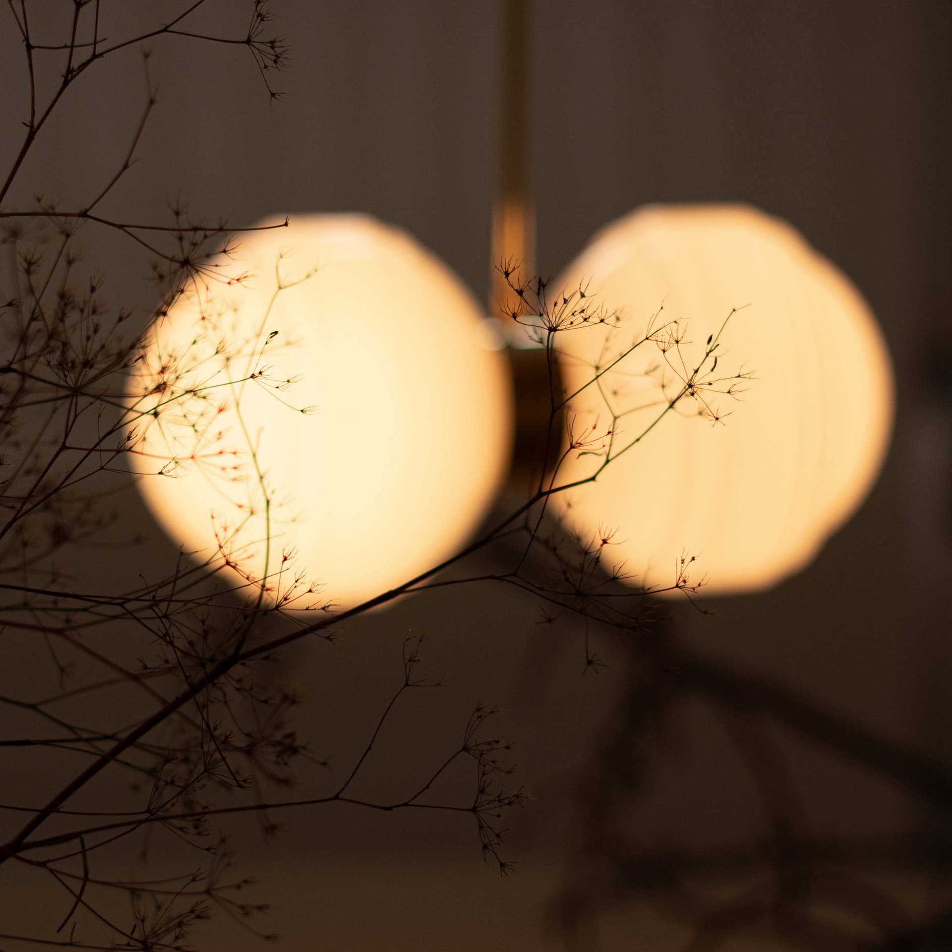 Lampa wisząca podwójna Saturn szło opalowe, mosiądz, Embassy Interiors - 75960