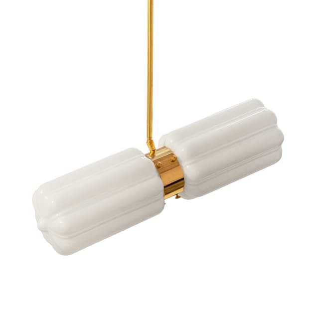 Lampa wisząca podwójna Deco szło opalowe, mosiądz, Embassy Interiors - WYMIARY