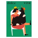 Dolce vita, dama z pieskiem na fotelu