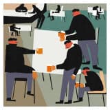 Smutni ludzie piją piwo w barze po pracy