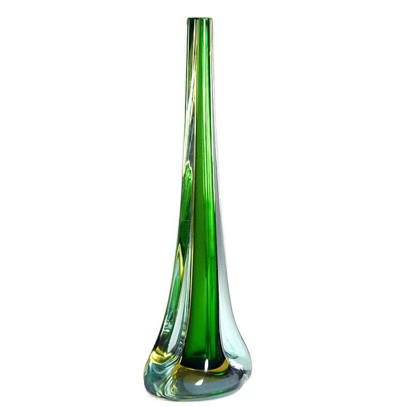 Szmaragdowozielony wazon sommerso, Seguso, Włochy, lata 60. - 6358