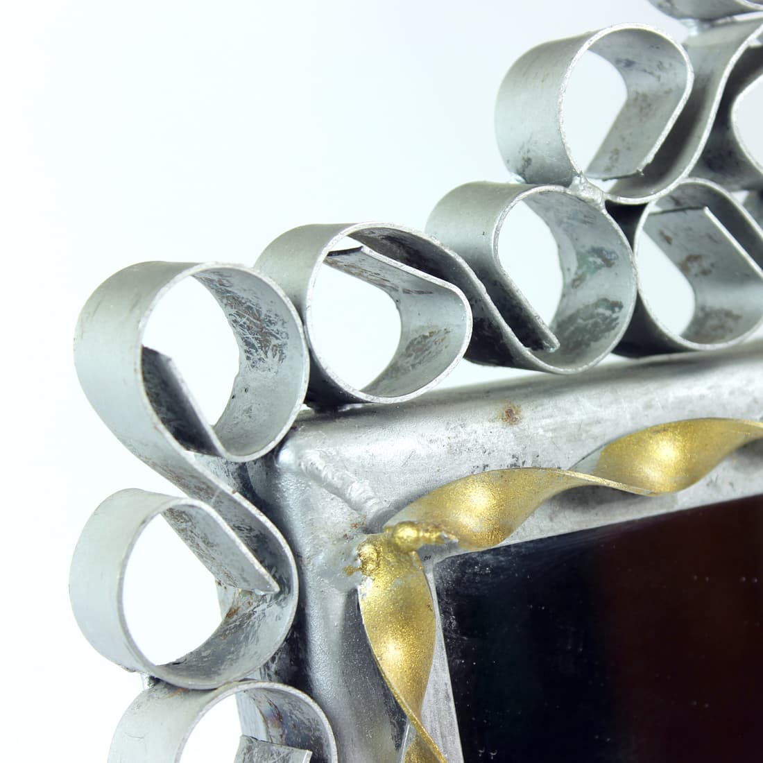 Lustro ścienne, srebrny, metal, Czechosłowacja, lata 60. - 90842