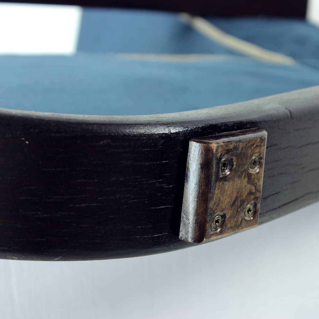 Fotel H-269, velvet niebieski, jesion ciemny, proj. J. Halabala, UP Závody, Czechosłowacja, lata 20. - 76501