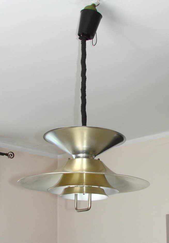Lampa wisząca, złoty, aluminium, Dania, lata 70. - 77300