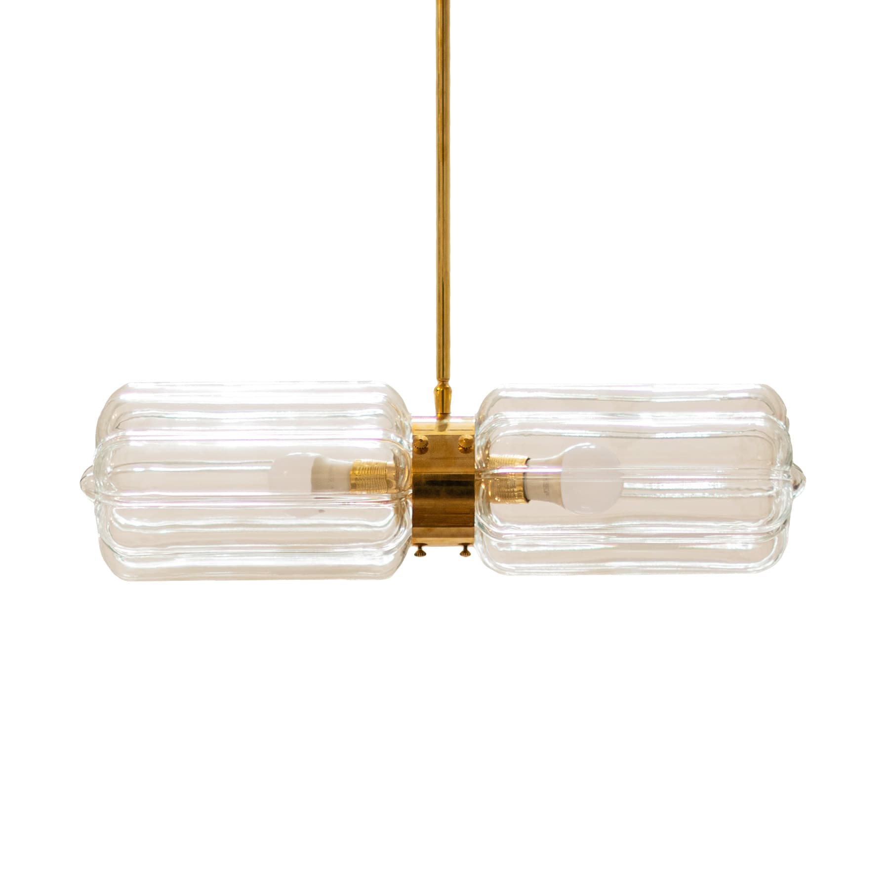 Lampa wisząca podwójna Deco szło jasne, mosiądz, Embassy Interiors