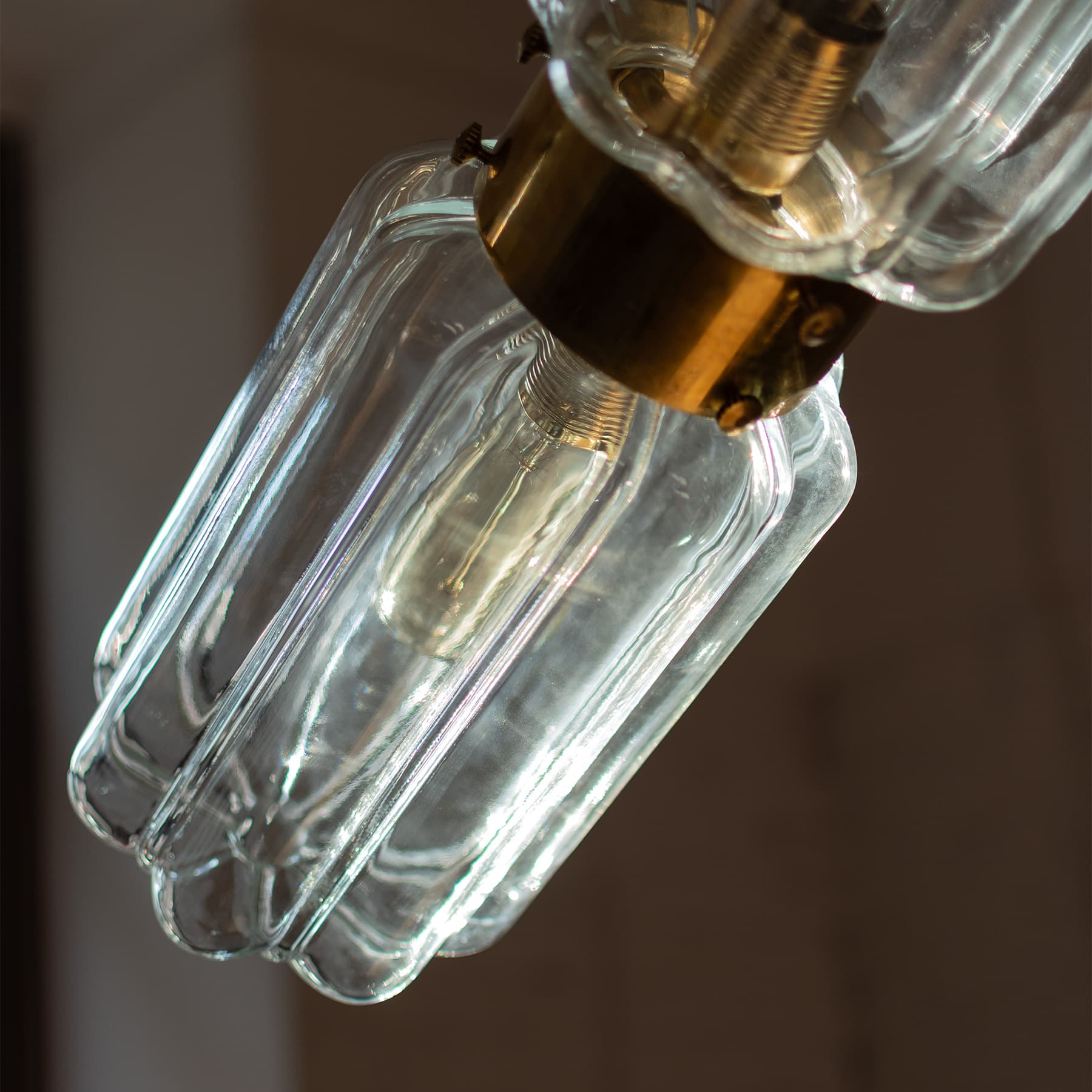 Lampa wisząca podwójna Deco szło jasne, mosiądz, Embassy Interiors - 83657