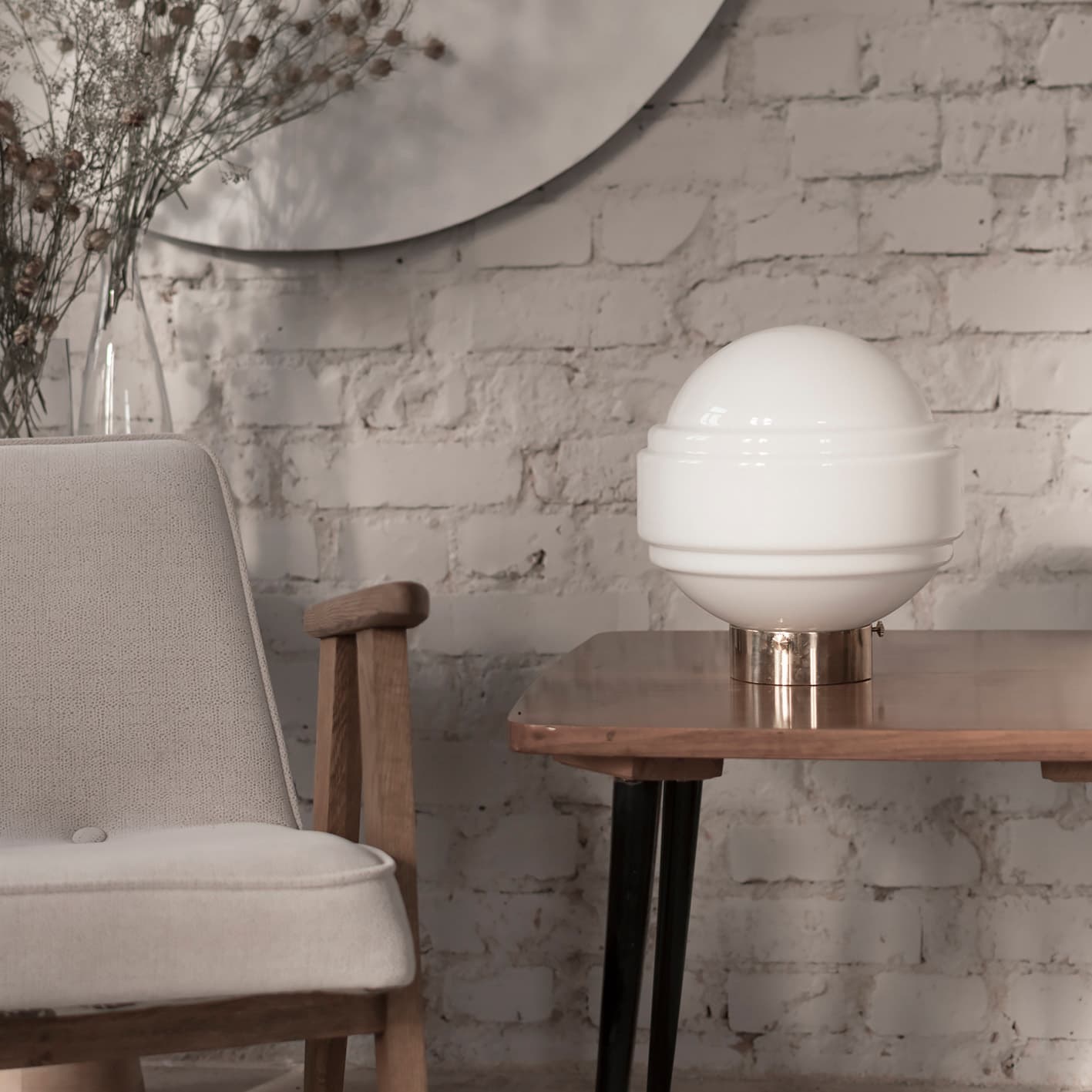 Lampa stołowa Saturn szkło, mosiądz, Embassy Interiors - 77424