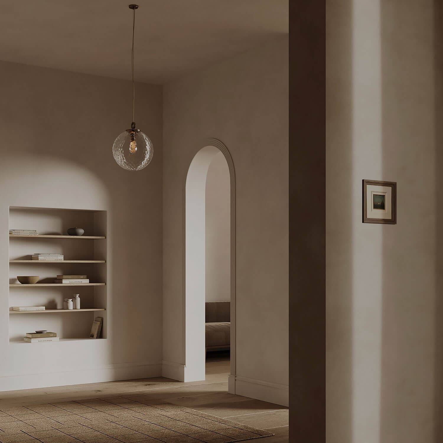 Lampa wisząca z pierścieniem Kula Refleksyjna 300 szkło, mosiądz, Embassy Interiors - 77407