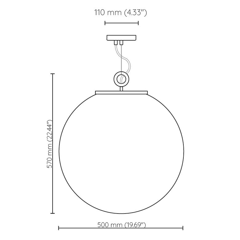 Lampa wisząca z pierścieniem Biała Kula 500 szkło, nikiel, Embassy Interiors - 77391