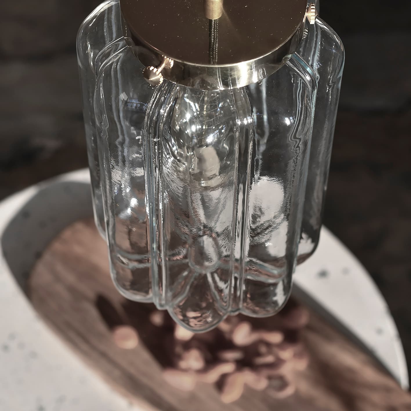 Lampa wisząca Deco szkło jasne, mosiądz, Embassy Interiors - 77311