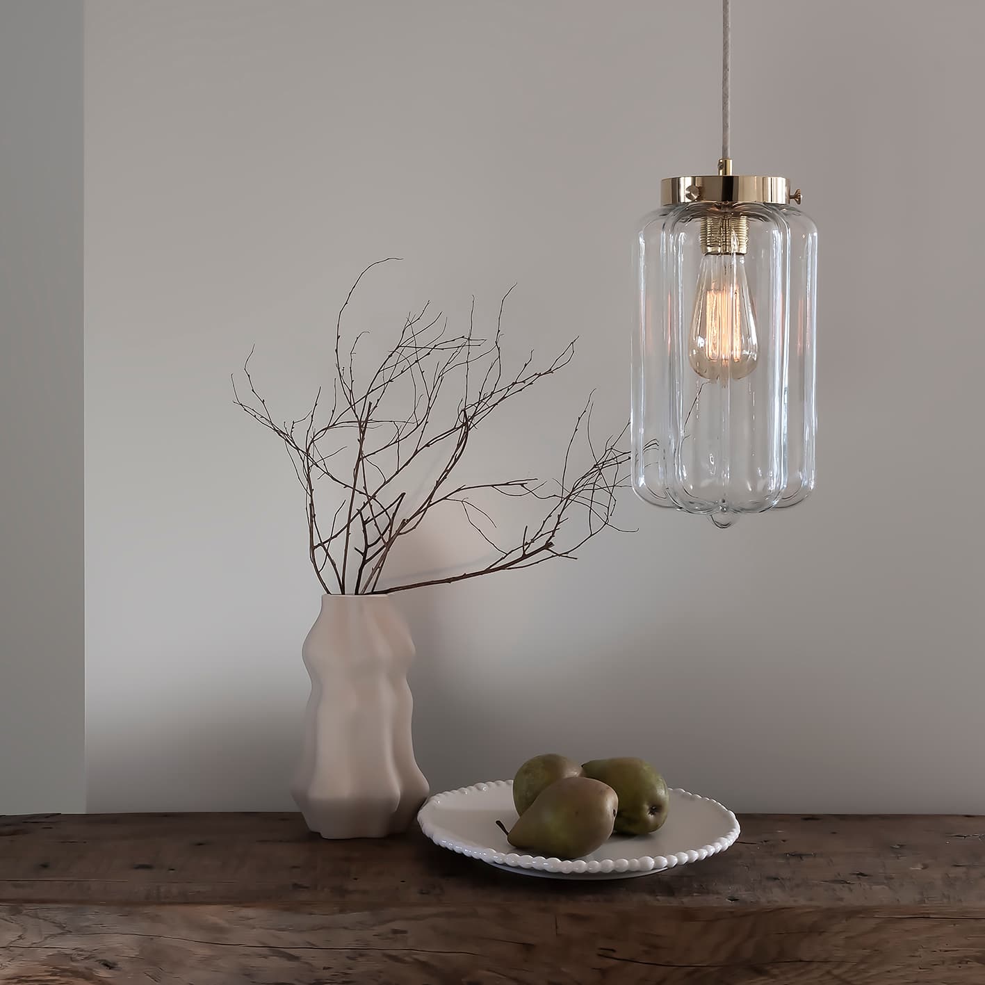 Lampa wisząca Deco szkło jasne, mosiądz, Embassy Interiors - 77312