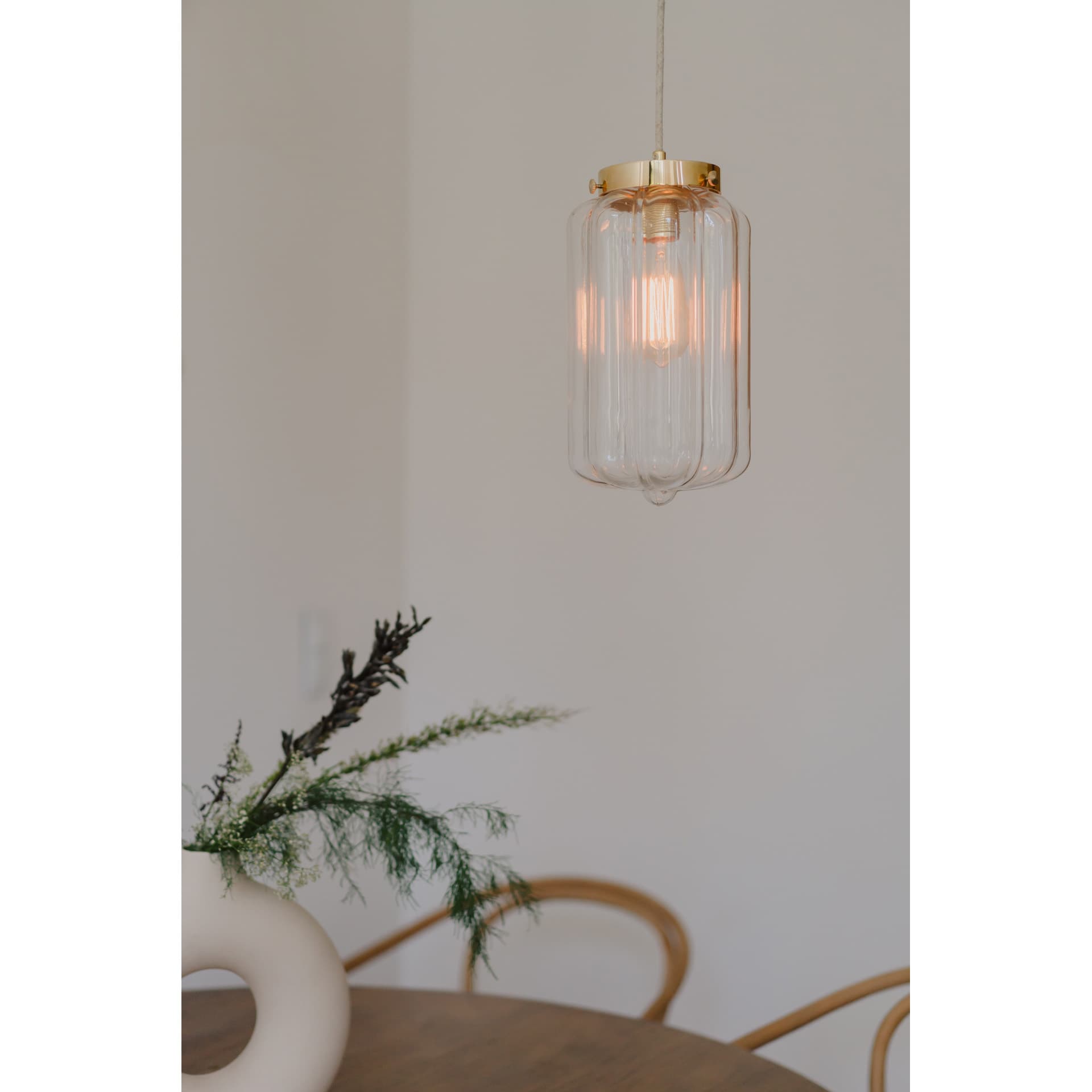 Lampa wisząca Deco szkło jasne, mosiądz, Embassy Interiors - 77310