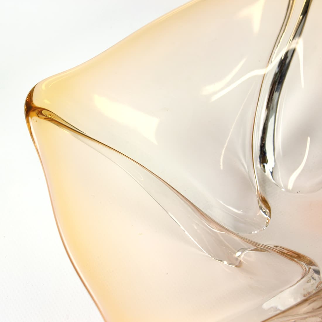 Art glass bowl, amber, glass, by F. Zemek, Czechoslovakia, 1960s. - 90943