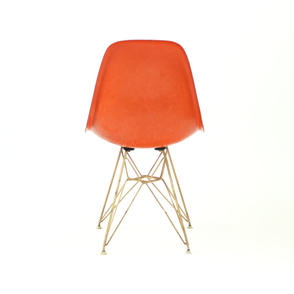 Krzesło, pomarańczowy plastik, proj. C. & R. Eames, Herman Miller, USA, lata 60. - 90946