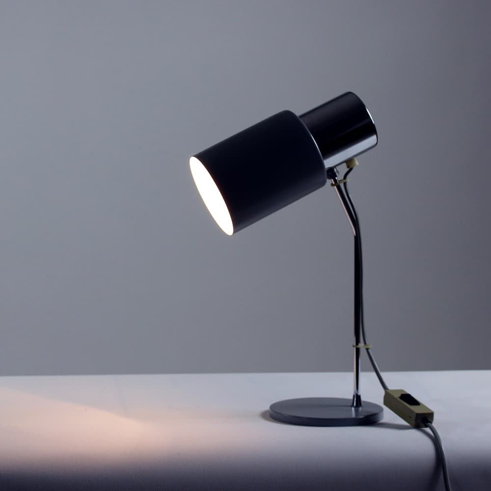 Lampa stołowa, szara chrom, metal, proj. J. Hurka, Czechosłowacja, lata 60. - 90964