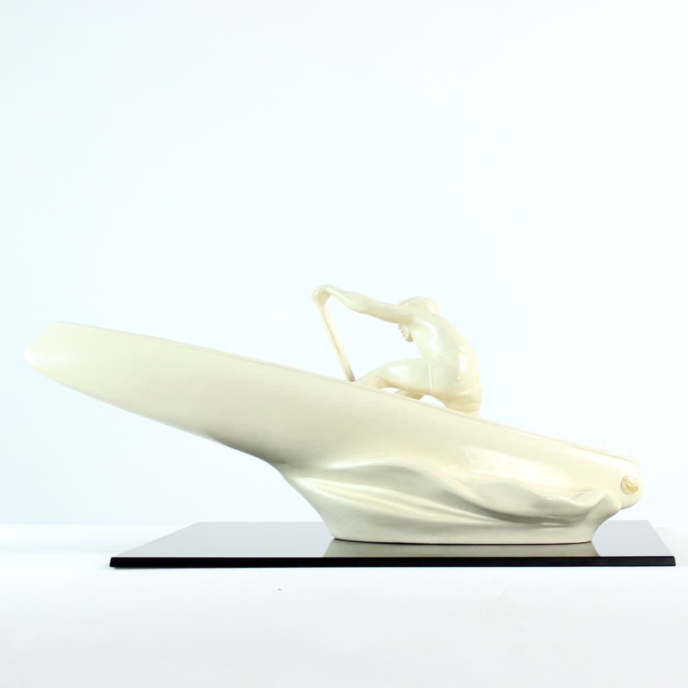 Sculpture of rower, ivory white ceramic, Jihokera, Czechoslovakia, 1960s. - 91014