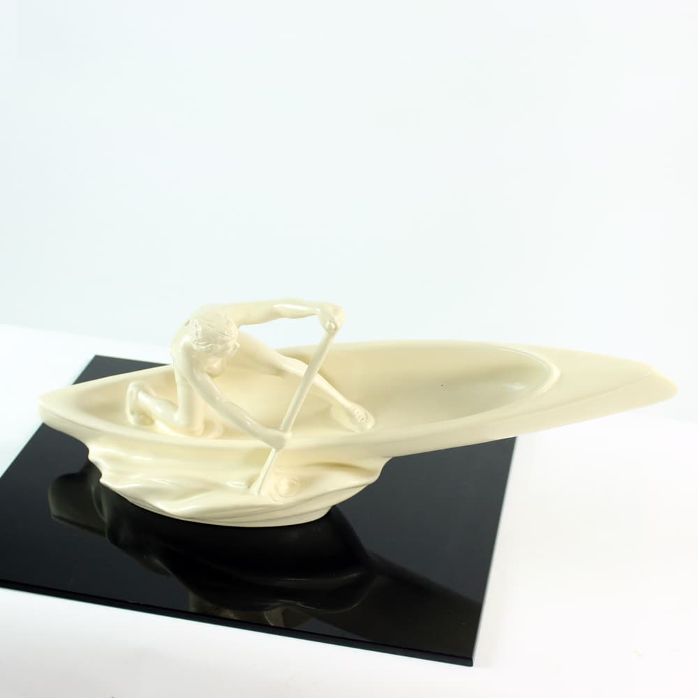 Sculpture of rower, ivory white ceramic, Jihokera, Czechoslovakia, 1960s. - 91010