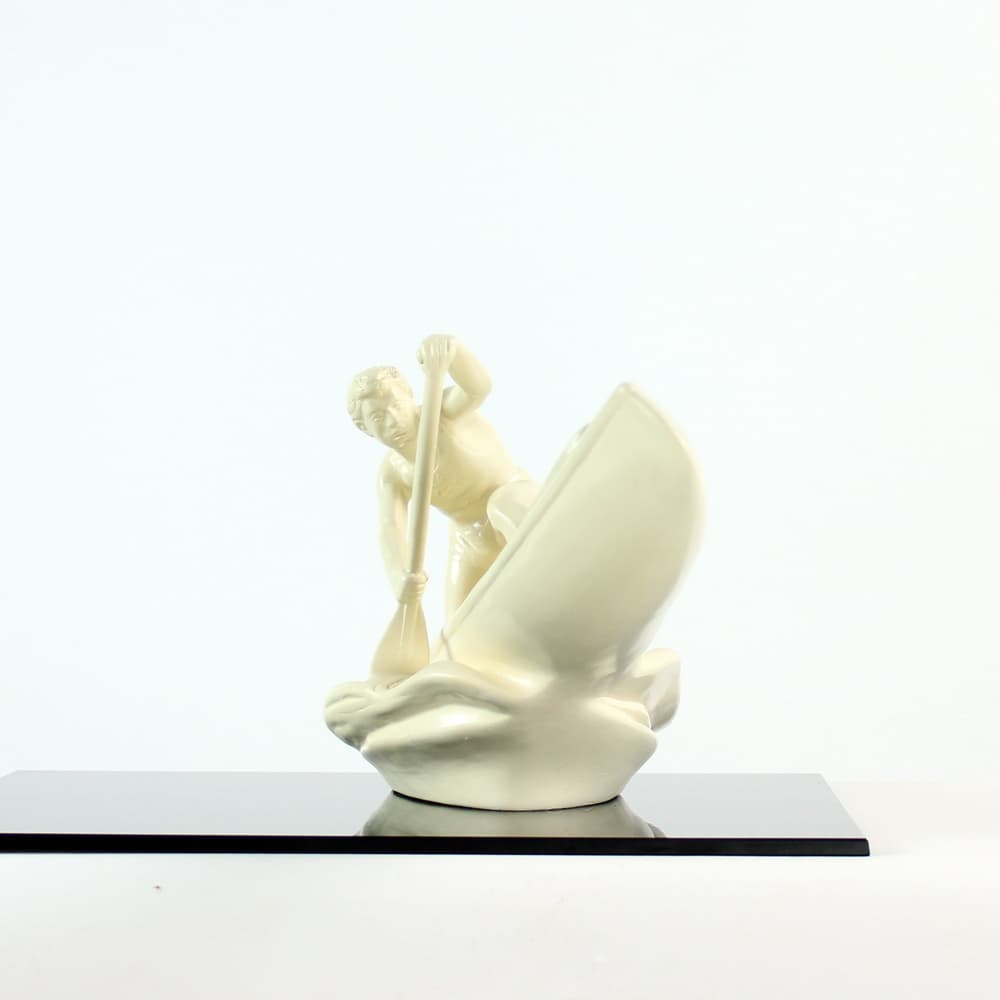 Sculpture of rower, ivory white ceramic, Jihokera, Czechoslovakia, 1960s. - 91012
