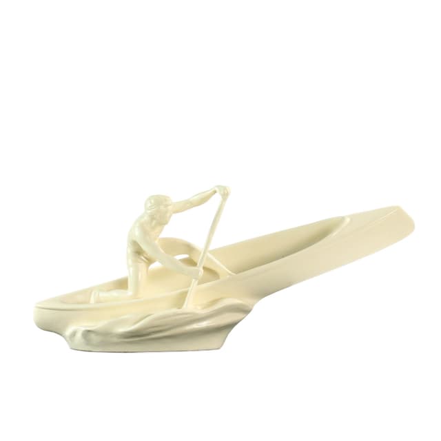 Sculpture of rower, ivory white ceramic, Jihokera, Czechoslovakia, 1960s. - DIMENSION