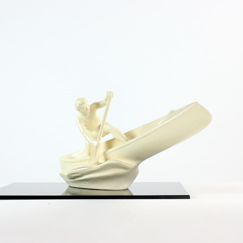 Sculpture of rower, ivory white ceramic, Jihokera, Czechoslovakia, 1960s. - 91011