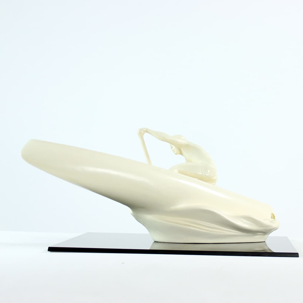Sculpture of rower, ivory white ceramic, Jihokera, Czechoslovakia, 1960s. - 91013