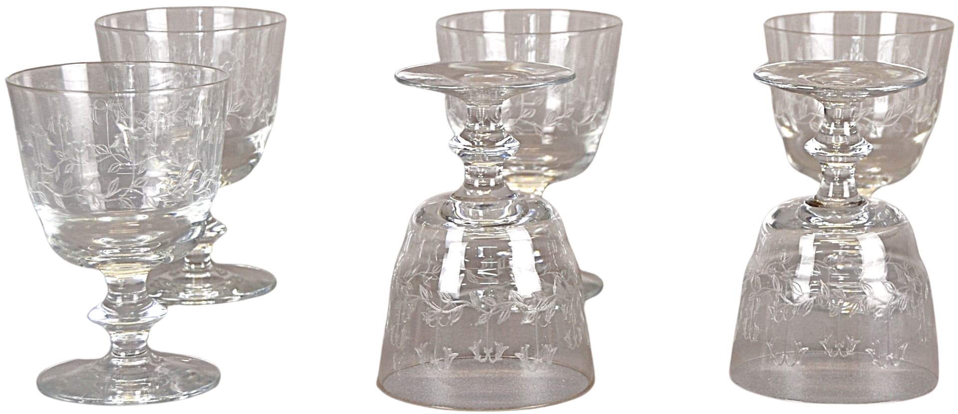 Zestaw sześciu kieliszków, przejrzysty kryształ, Francja, początek XX w. - 20703