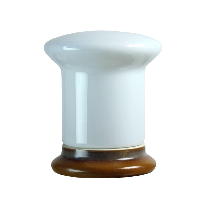 Lampa stołowa, ceramika brązowa, szkło białe, proj. I. Jakes, OPP Jihlava, Czechosłowacja, lata 60.