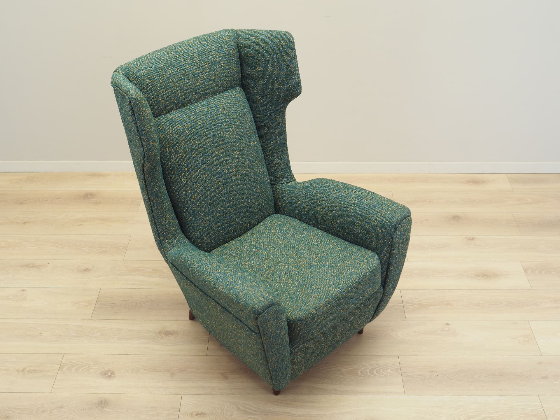 Lounge chair, green fabric, Italy, 1970s. - 78869