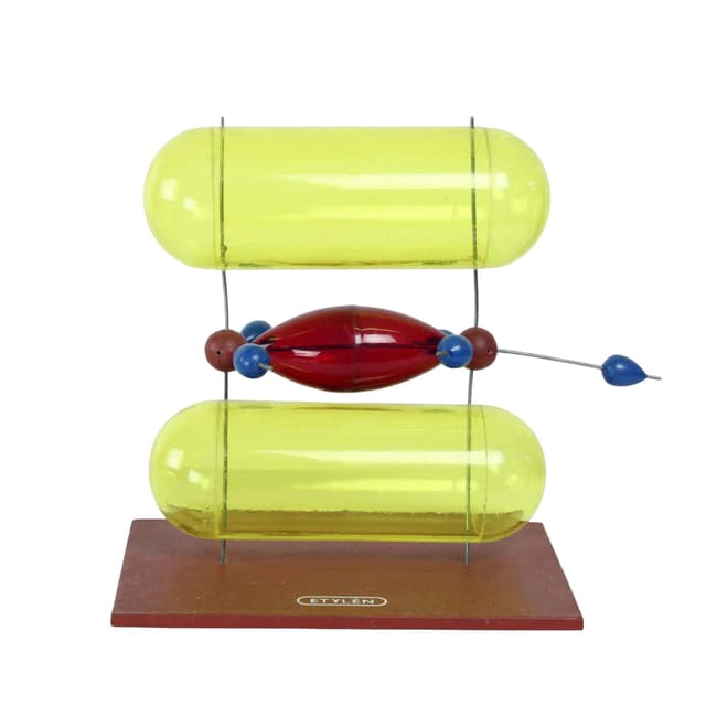 Model cząsteczki etylenu, multikolor, plastik, Czechosłowacja, lata 60. - WYMIARY