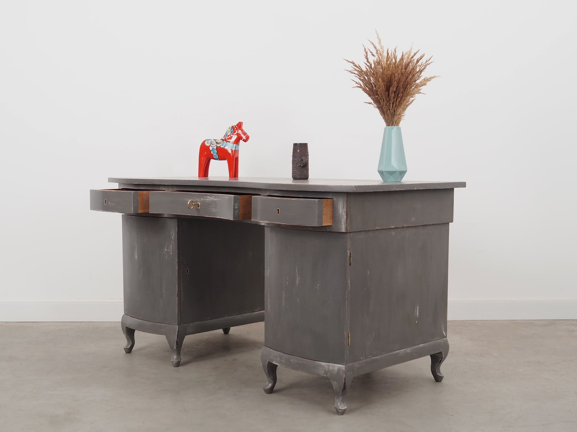 Biurko, ciemnoszary, mahoń, Dania, lata 60. - 78964