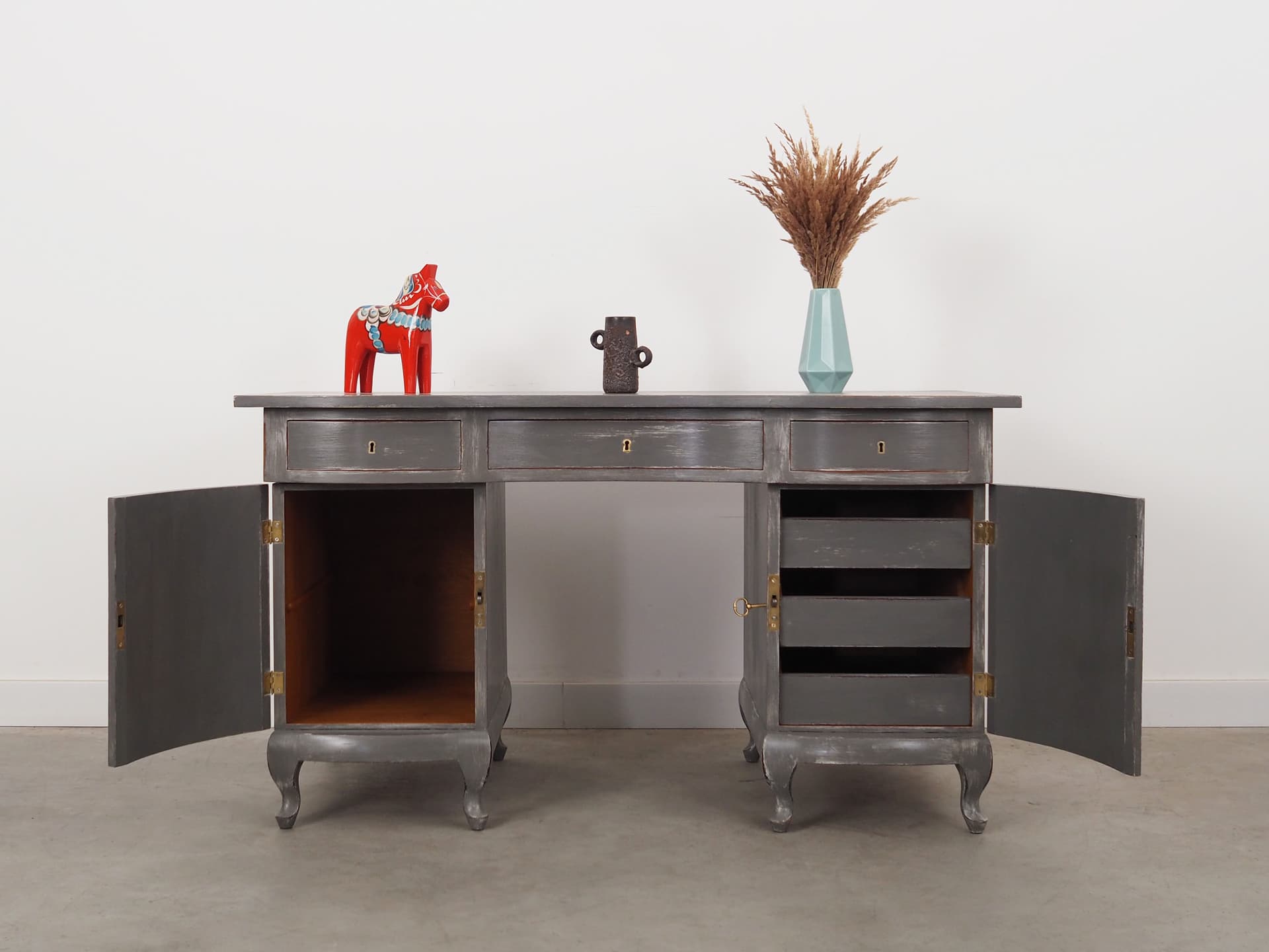 Biurko, ciemnoszary, mahoń, Dania, lata 60. - 78958