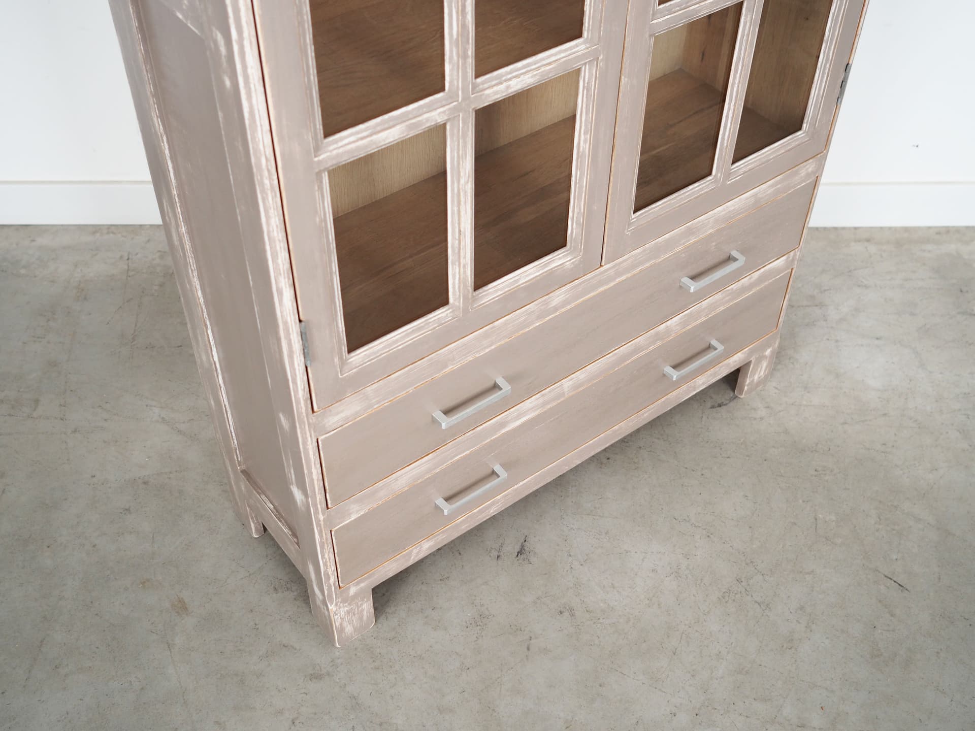 Witryna, beżowy, dąb, Dania, lata 80. - 78983