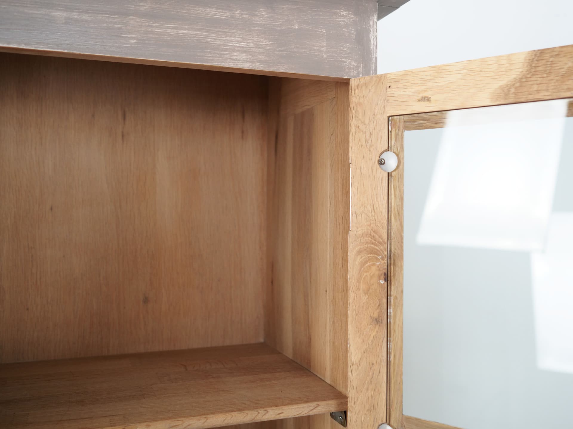 Witryna, beżowy, dąb, Dania, lata 80. - 78975