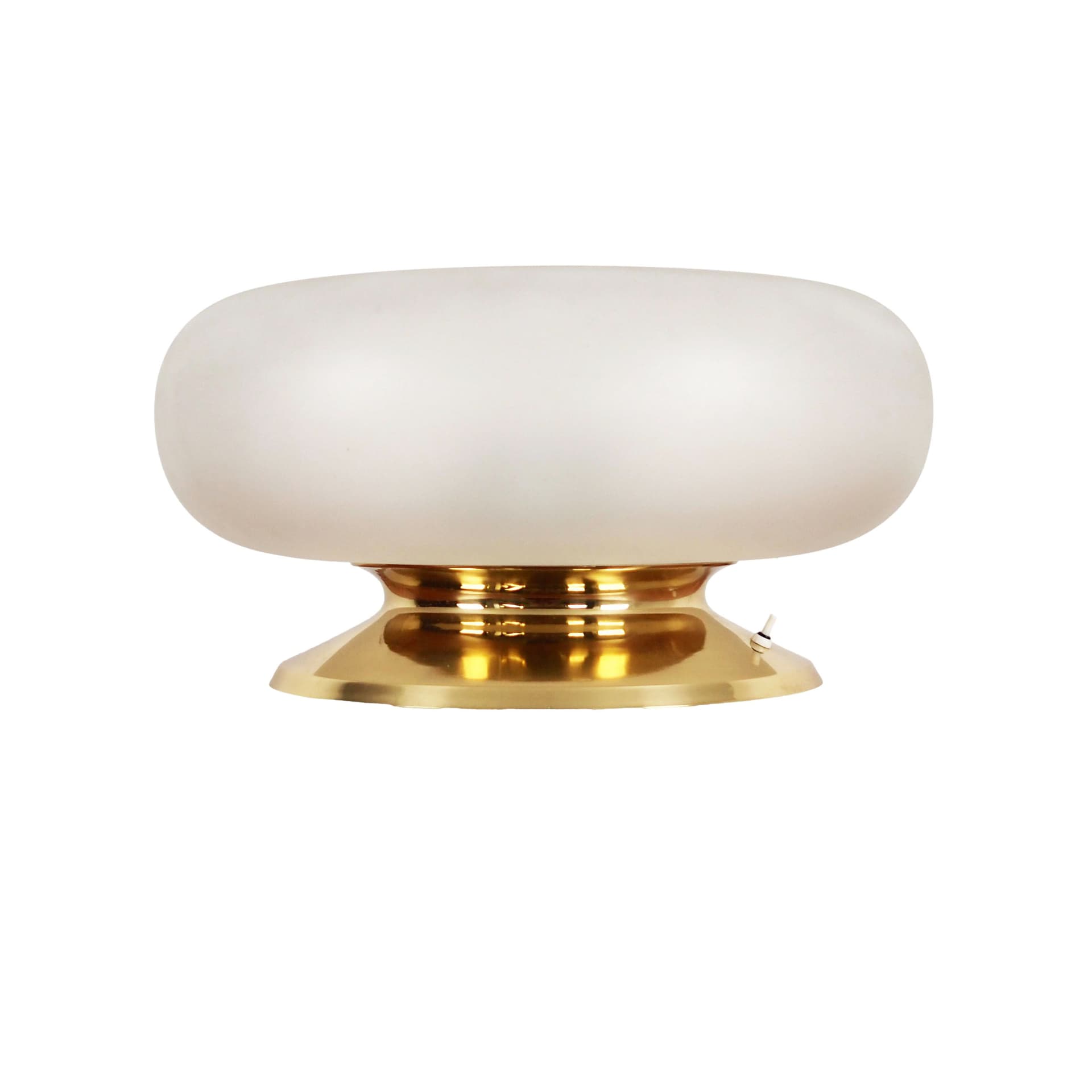 Desk lamp, golden brass, opaline glass, Italy, 1970s.