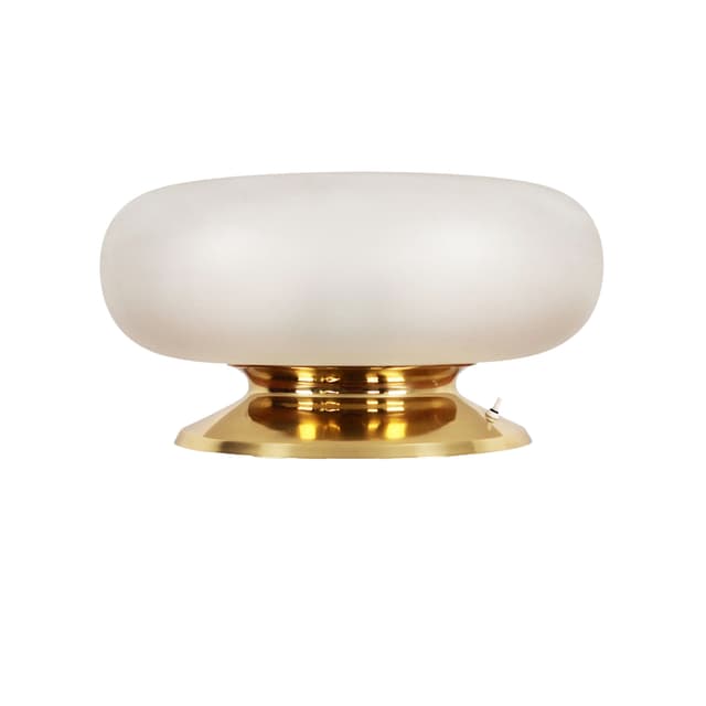 Desk lamp, golden brass, opaline glass, Italy, 1970s. - DIMENSION