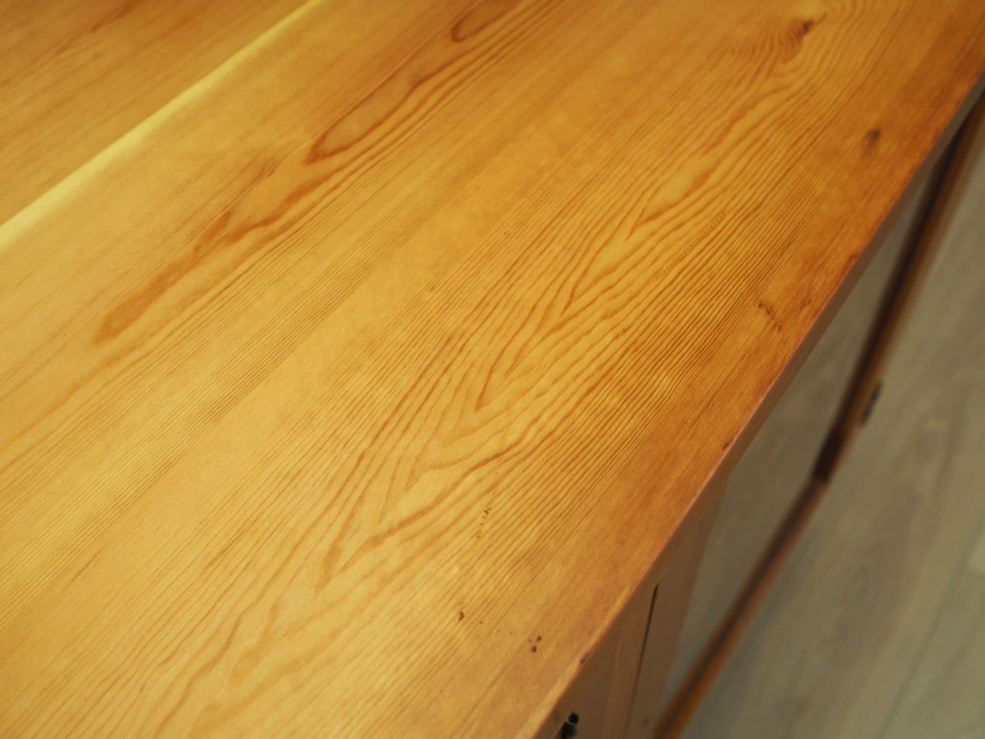 Display cabinet, light brown pine, glass, Denmark, 1980s. - 79053