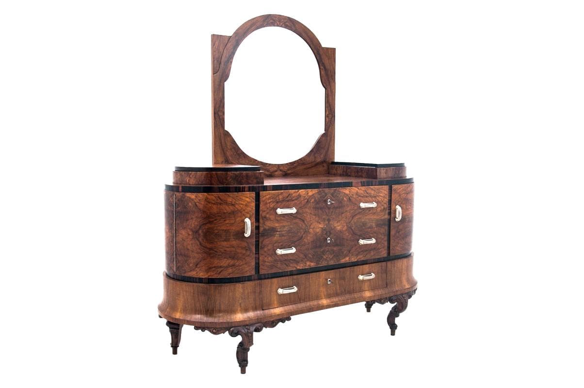 Orzechowa toaletka art deco, Włochy, lata 20.