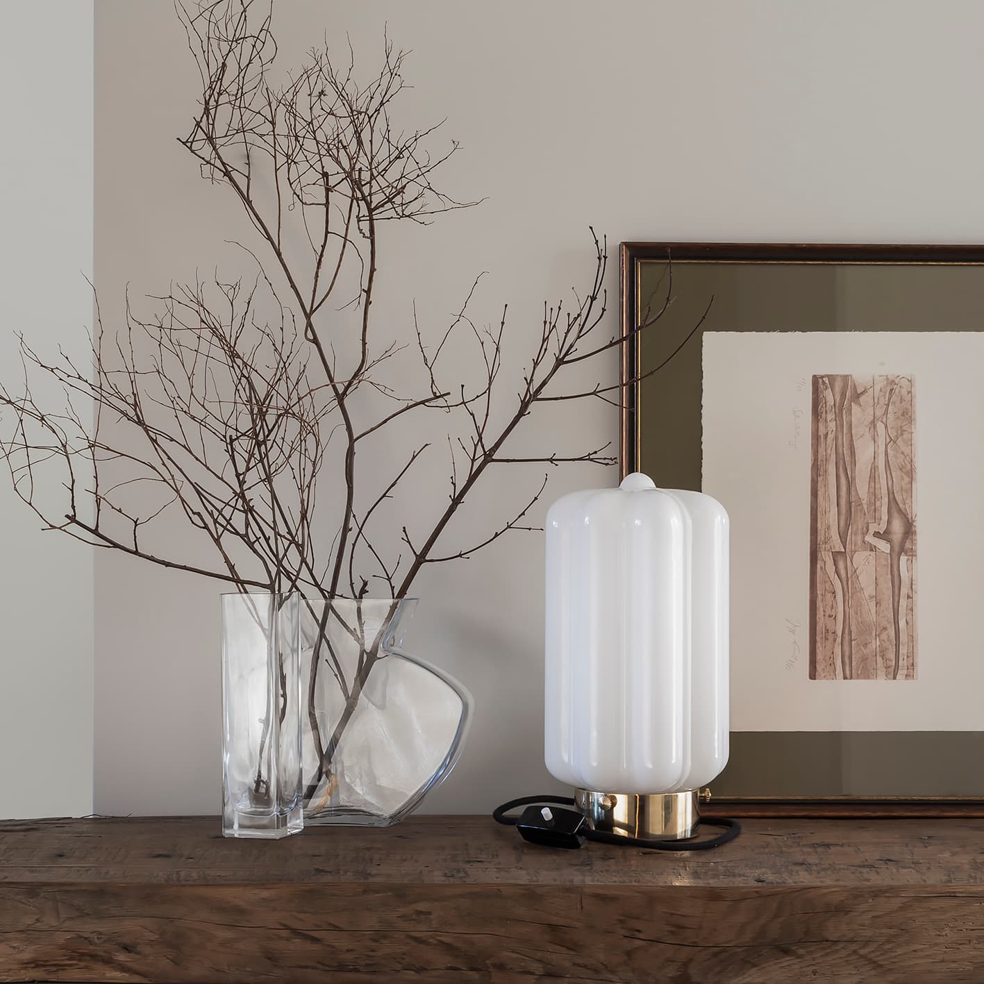 Lampa stołowa Deco szło opalowe, mosiądz, Embassy Interiors - 80010