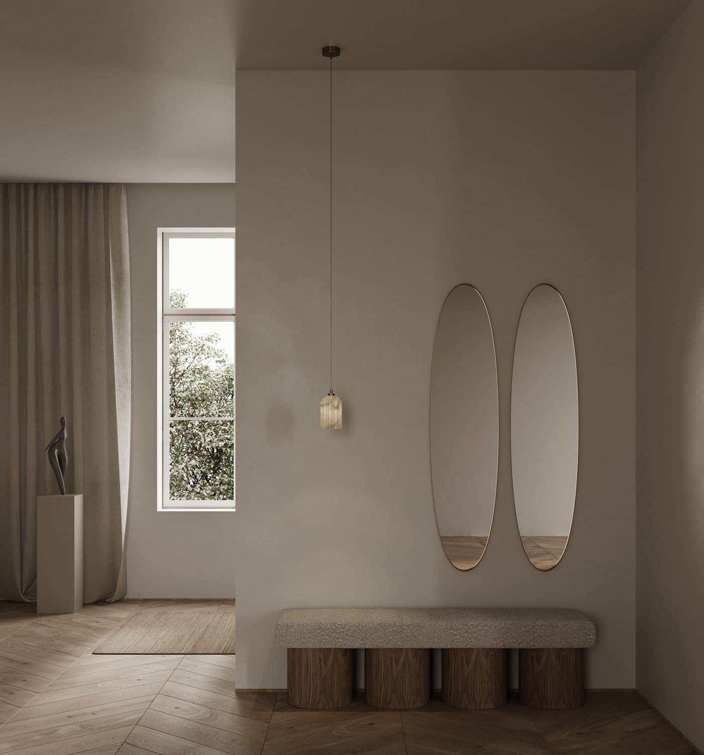 Lampa wisząca Urania wzorzysty alabaster, mosiądz, Embassy Interiors - 80072