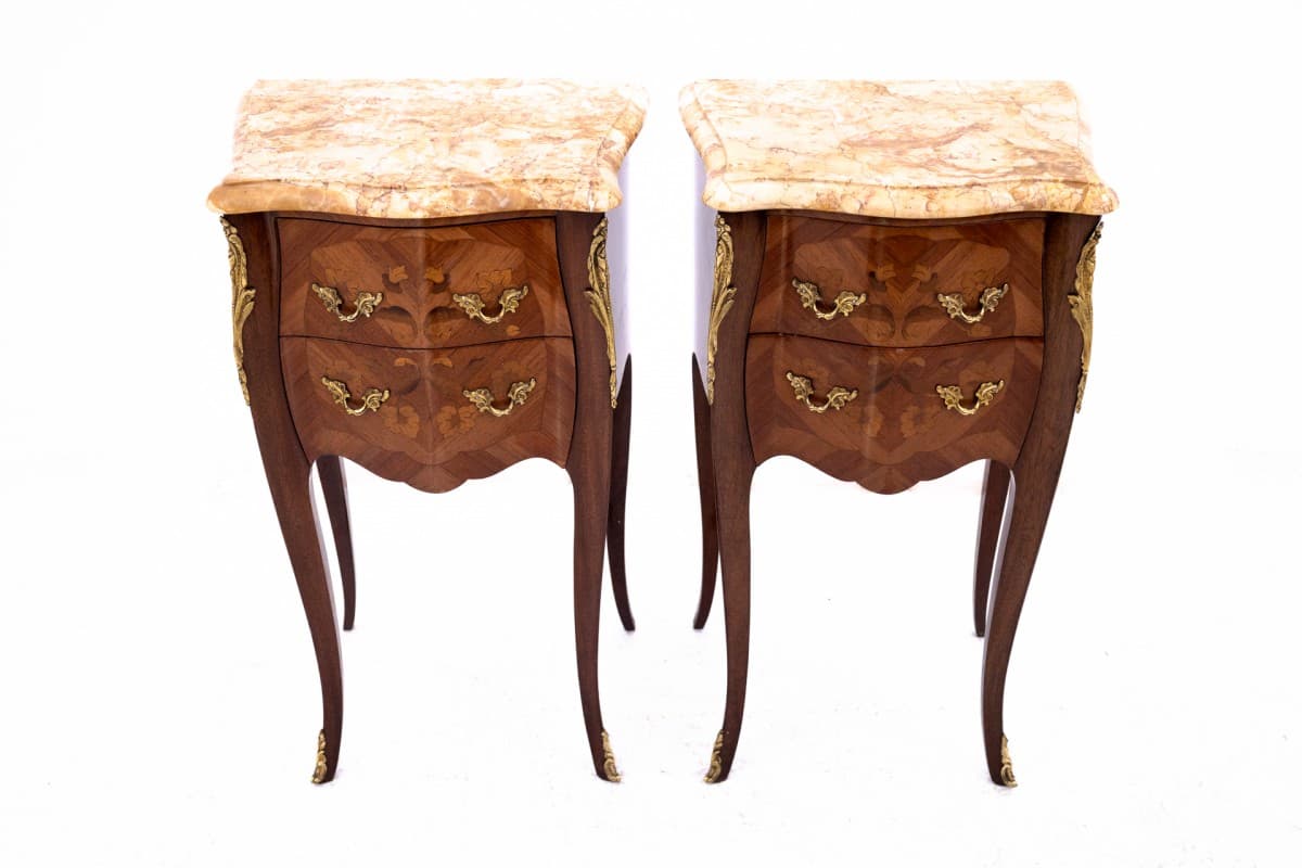 Brązowe stoliki nocne, styl Ludwika XV, Francja, lata 10. - 57607