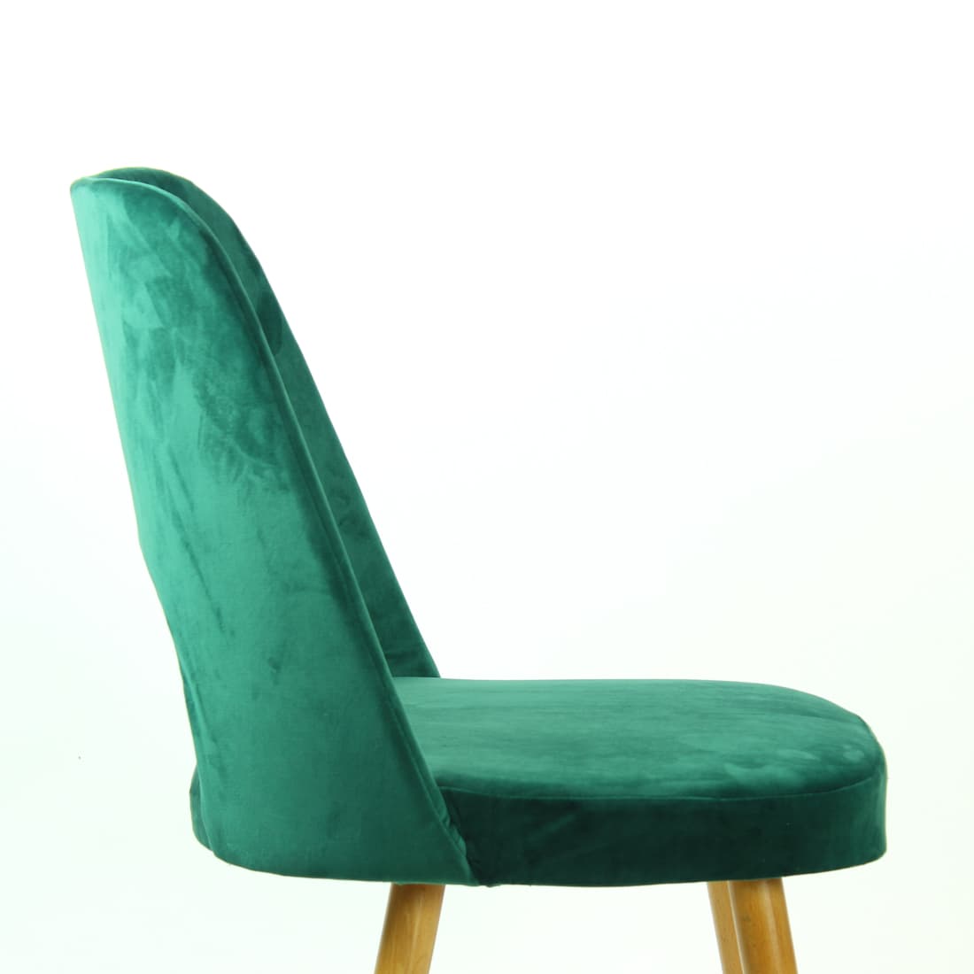 Komplet czterech krzeseł jadalnianych, velvet zielony, dąb jasny, proj. O. Haerdtl, TON, Czechosłowacja, lata 60. - 91199